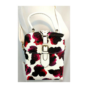 Handbag Purse White Black Pink Rose Cross Body